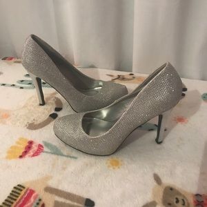 Silver glittery heels